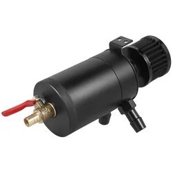 Universal Aluminum Oil Separator Catch Can Kit with Drain Valve and Filter - 5oz/150ml Capacity, 2 - Port Design (Black)