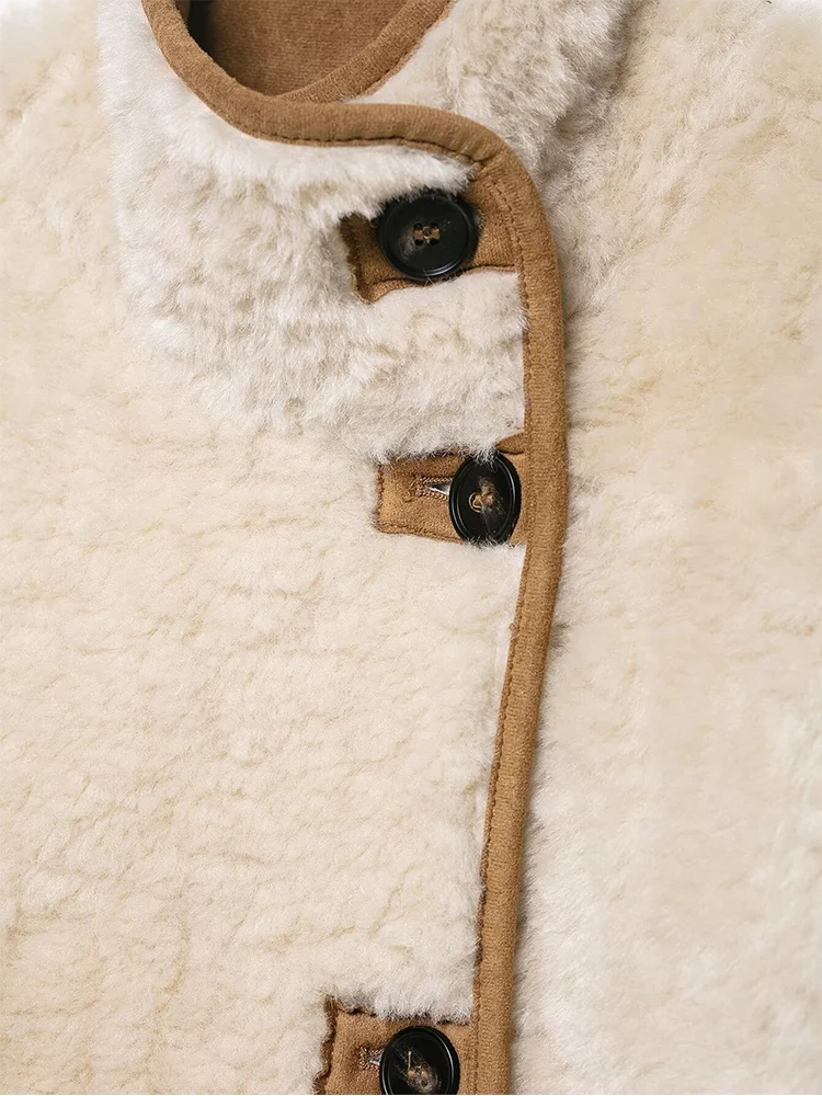 TFMLN Women's Reversible Jacket Coat 2025 New Winter Fashion Lambswool Short Jacket Casual Ladies Thick Warm Solid Outerwears