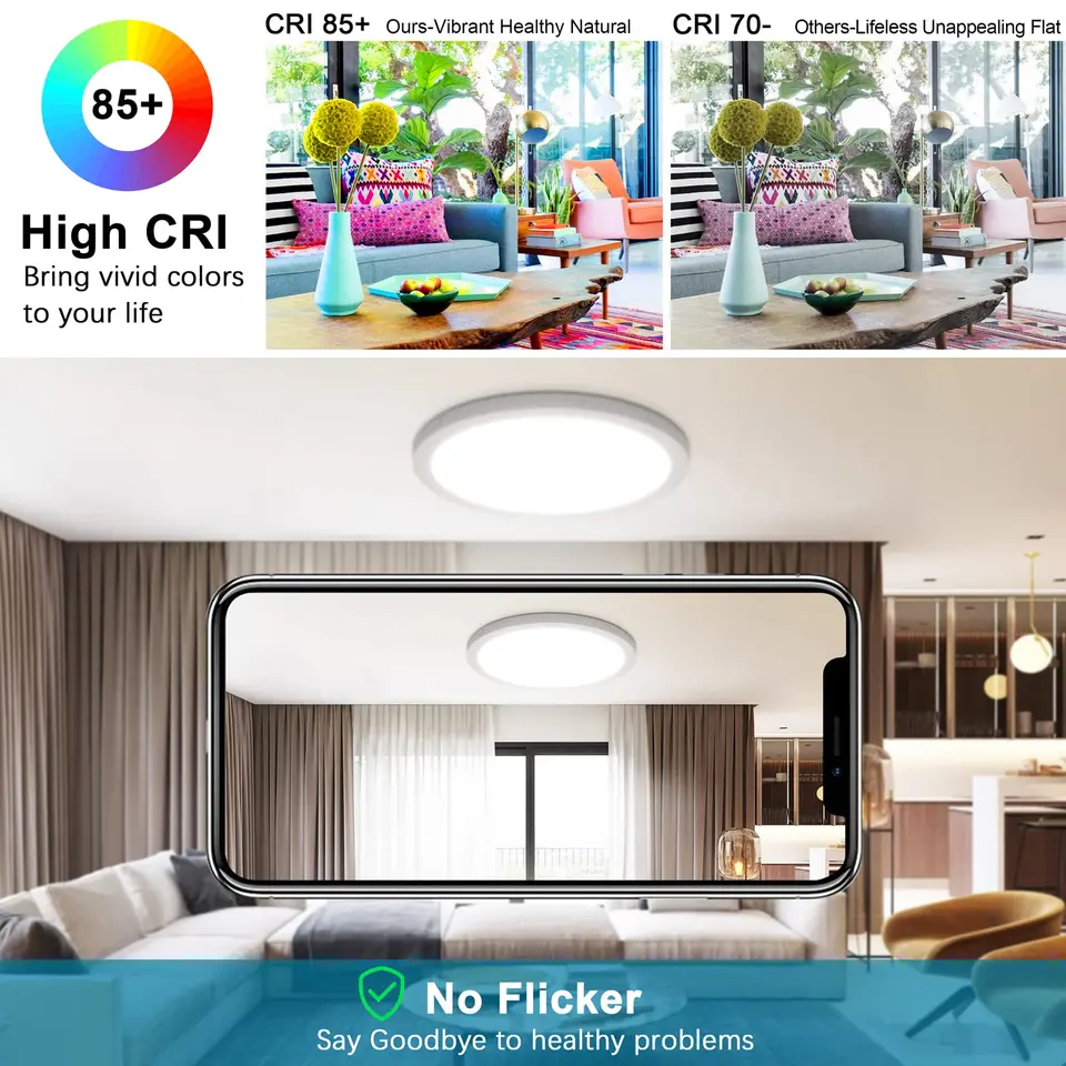 Lámpara De Techo Redonda Moderna LED De 40 W Regulable Con Control Remoto, Pantalla De Techo Con Marco De Metal, Iluminación De Pared, Sala De Estar, Dormitorio, Cocina, Lámpara De Decoración