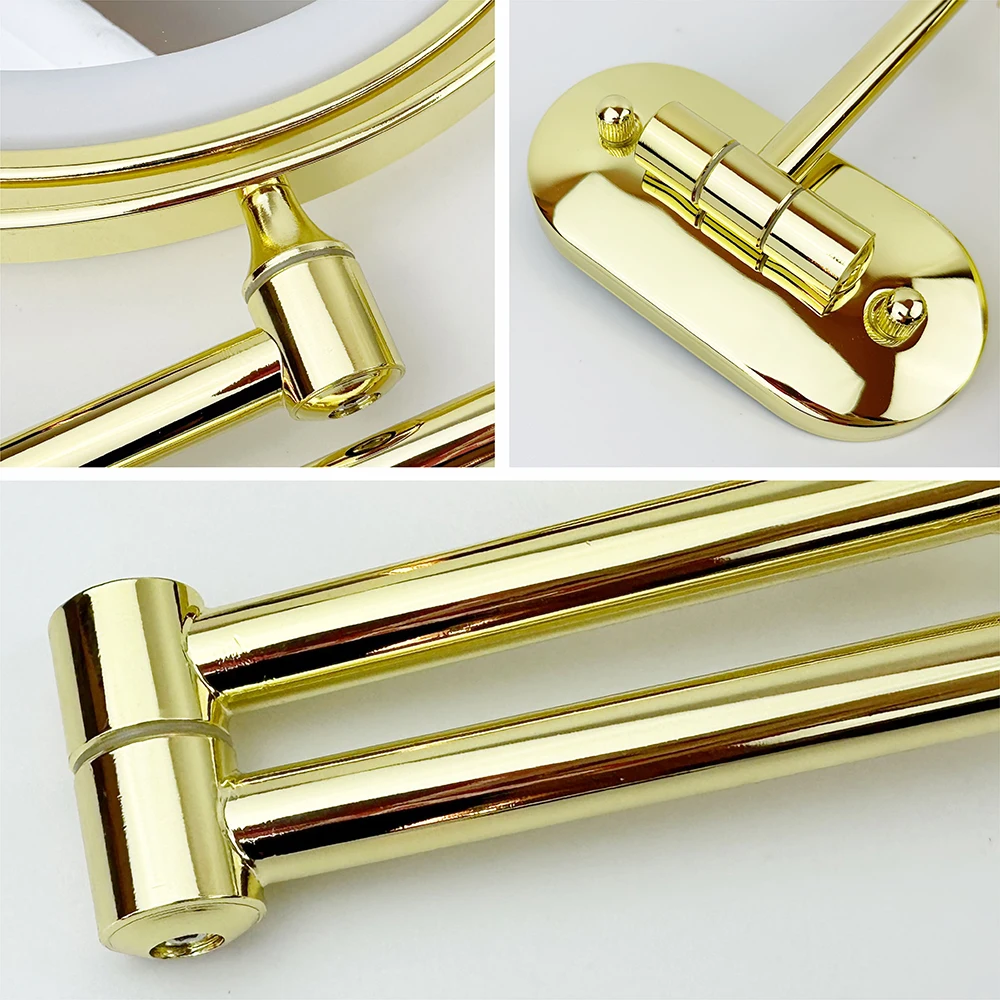 8 inch Makeup Mirror Matte Gold 3x/5x/7x/10x Magnifying Double Side USB Charging Bathroom 3 color light Cosmetic Mirrors 2
