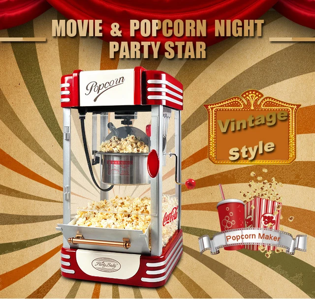 SANQ Popcorn Maker,Hot Air Popcorn Machine Vintage Tabletop Electric Popcorn  Popper, Healthy And Quick Snack For Home EU Plug