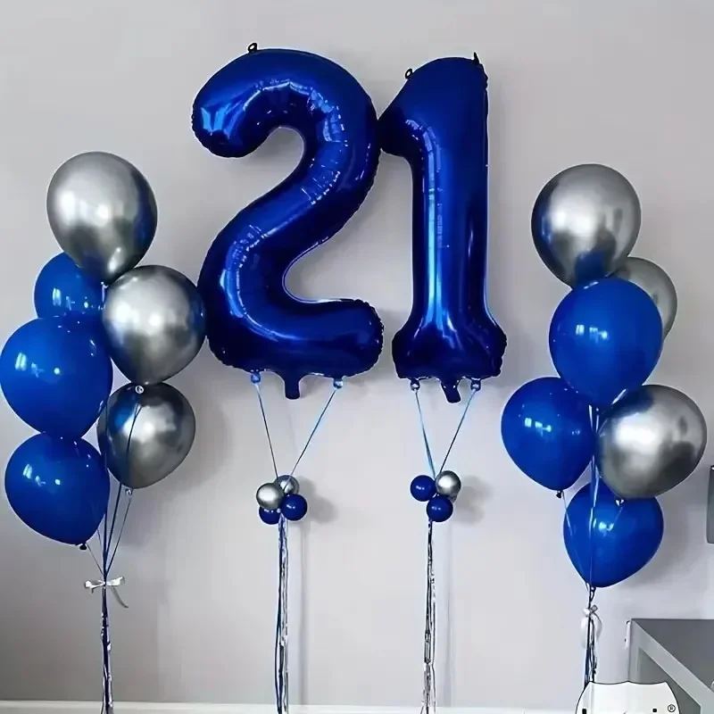 40Inch Blue Number Foil Balloon 0-9 Number Globos Children Birthday Party Decoration Baby Shower Toy Kids Graduation Gifts