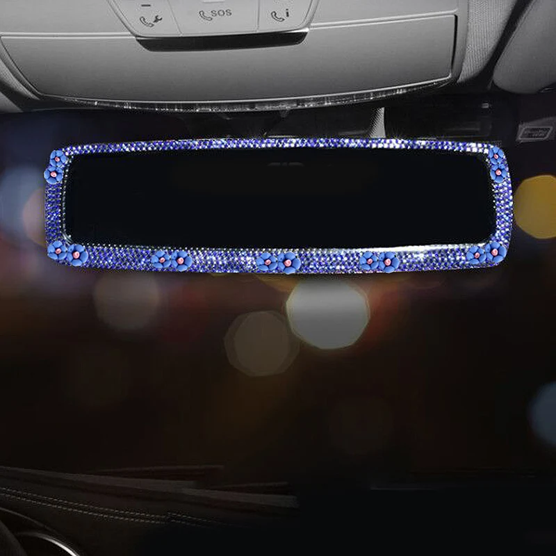 Car Rearview Mirror View Universal Auto Interiors Rearview Reversing Mirror  With Diamond Crown Rhinestone Mirror Car Accessories - AliExpress