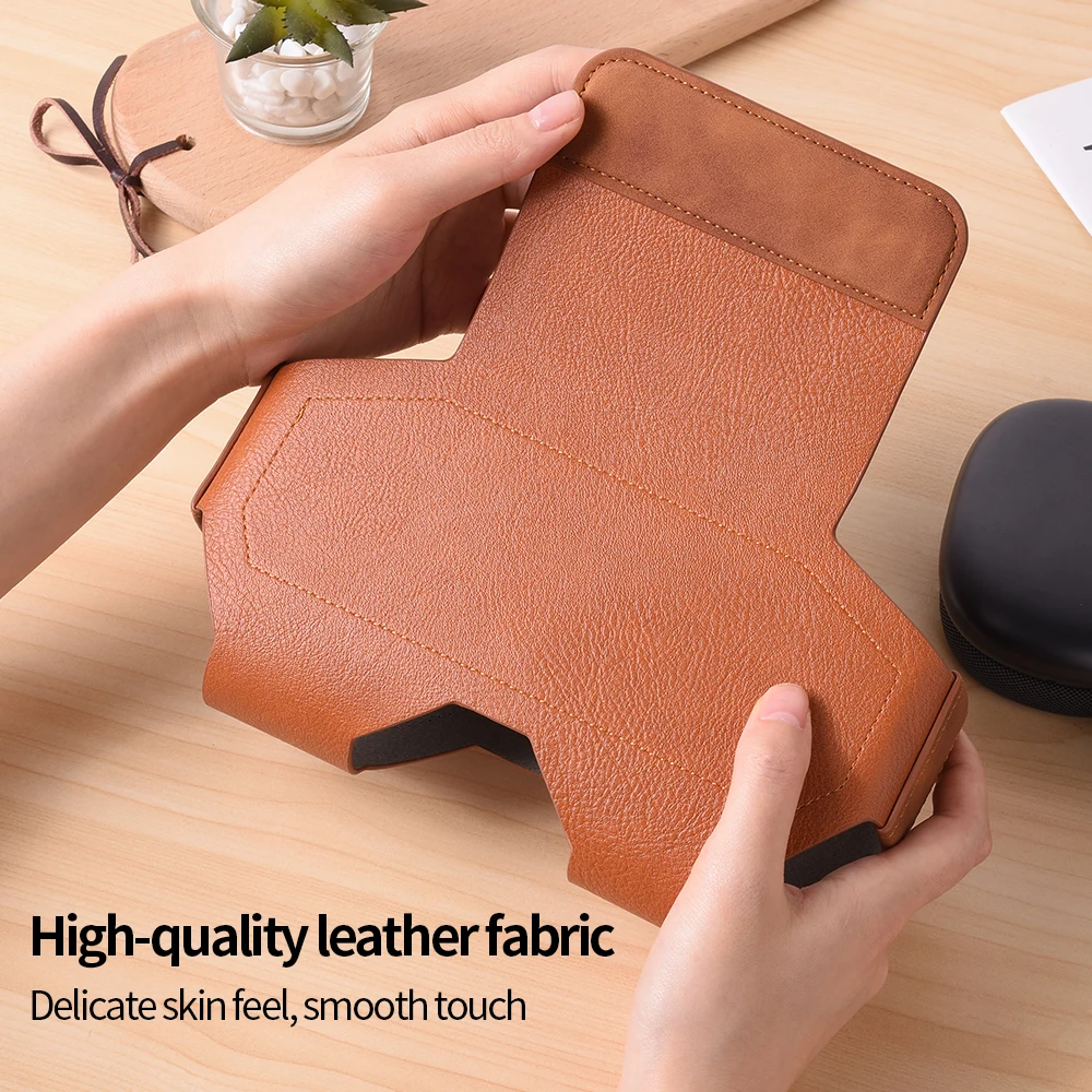 Vintage Leather Protective Cover for AirPods Max - Magnetic Closure Headphone Storage Bag