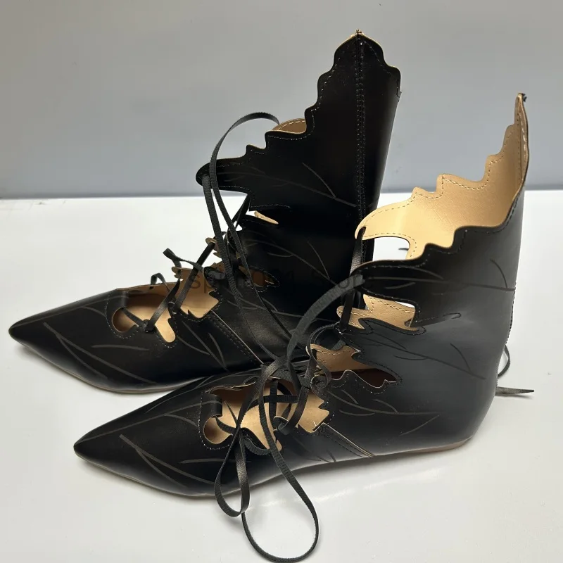 

Женские ботинки со шнуровкой и листьями, в готическом стиле