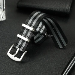 Premium Soft Nylon Watch Strap - Men's Watch Band Accessory - 22mm (Gray - Black)