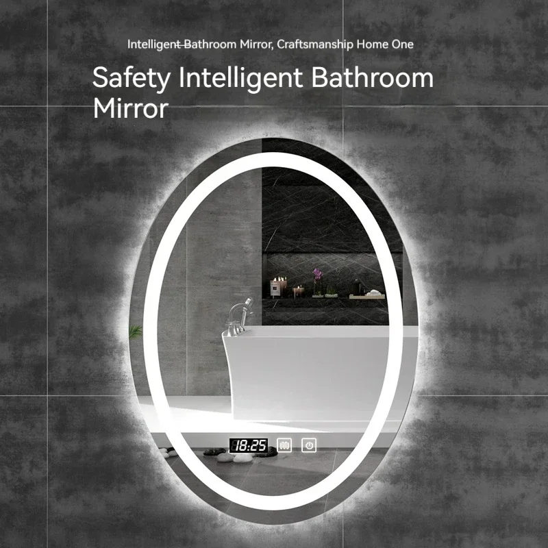 60x80 CM LED Light Oval Smart Bathroom Mirror Vanity Anti-Fog HD Home Decoration Hotel Makeup