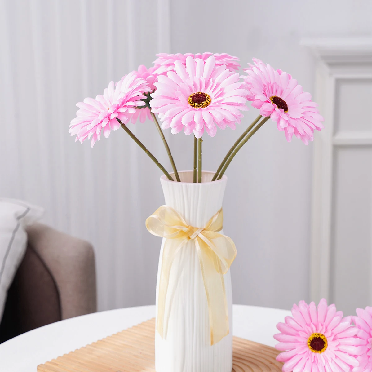 1 Stück/6 Stück, bunte Gänseblümchen, künstliche Blumen, Raumdekoration, künstliche Blumendekoration, Hochzeitsdekoration, Brautstrauß