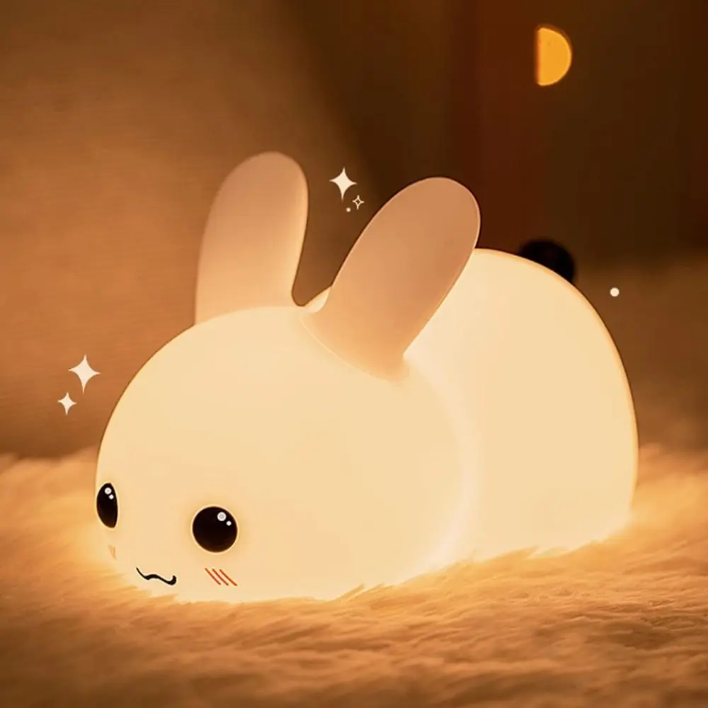 

Silicone Kids Night Light USB Charging 2/7 Colors LED Rabbit Night Light Bunny Shape with Remote Control Bedside Night Lamp