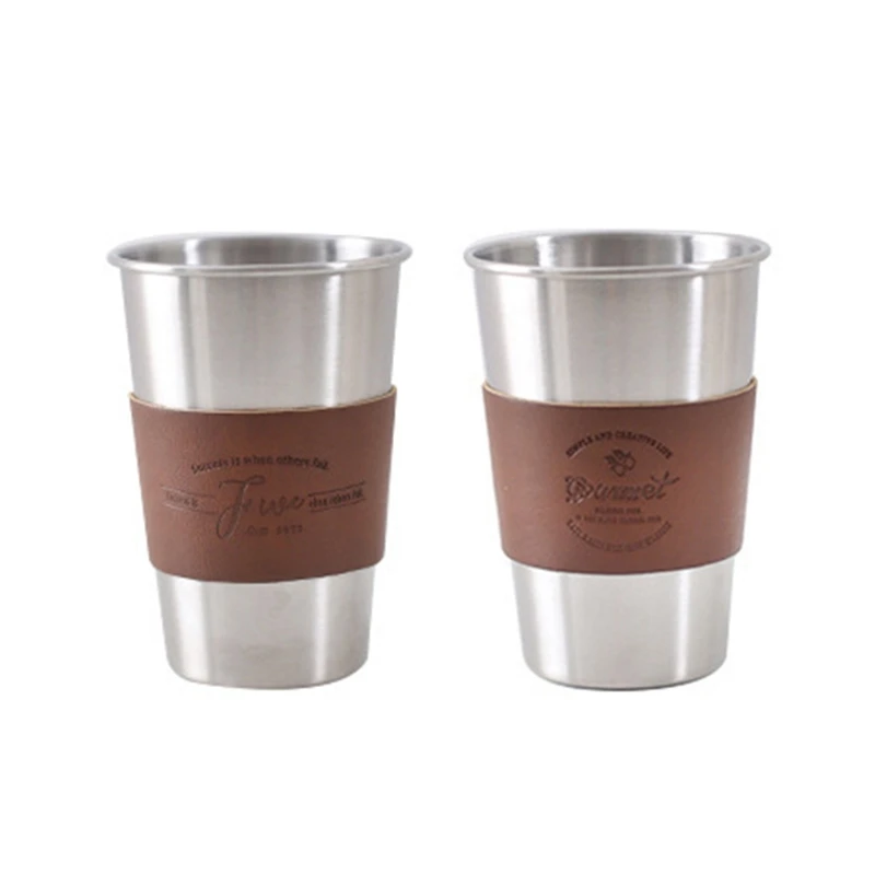 

Stainless Steel Coffee Cup with Leather Cover, Double Insulated Coffee Mug