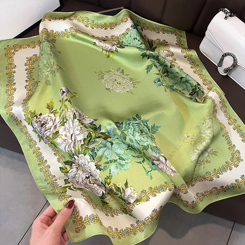 

2024 Новый 100% натуральный шелк квадратный шарф женский шейный платок шарфы женский шейный платок популярный 70 см головной платок на запястье шаль