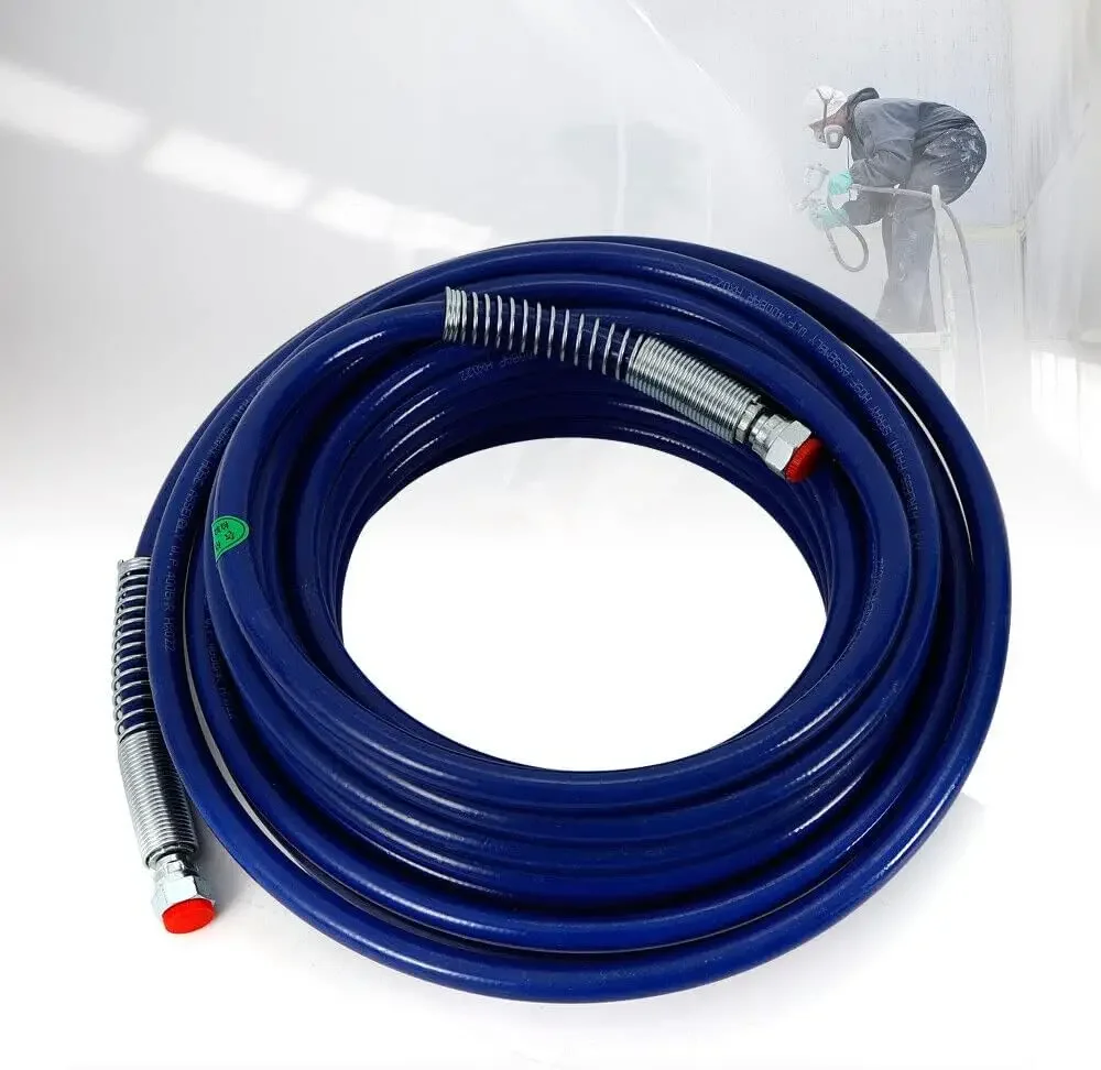 Leichter, flexibler Faserschlauch, 15 Meter flexibler Faserschlauch, geeignet für 3300 PSI Airless-Farbspritzschlauch (blau), brandneu – Detail 9