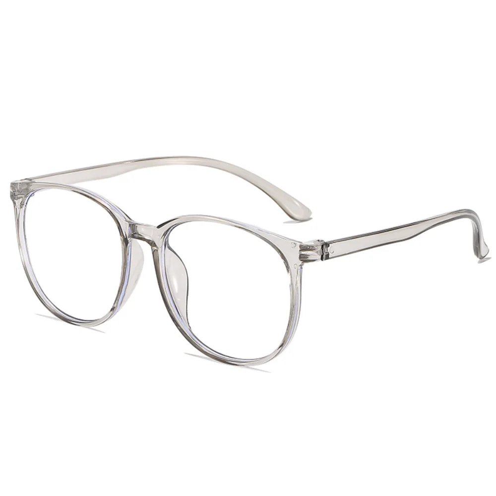 Transparent Large Frame Computer Glasses Women Round Anti Blue Light Optical Spectacle Flat Lens Eye Protection Plain Glasses