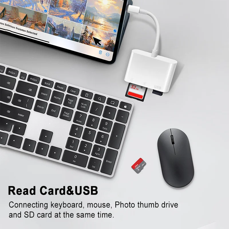 OTG 3 في 1 USB C محول SD TF قارئ بطاقات الذاكرة وم...