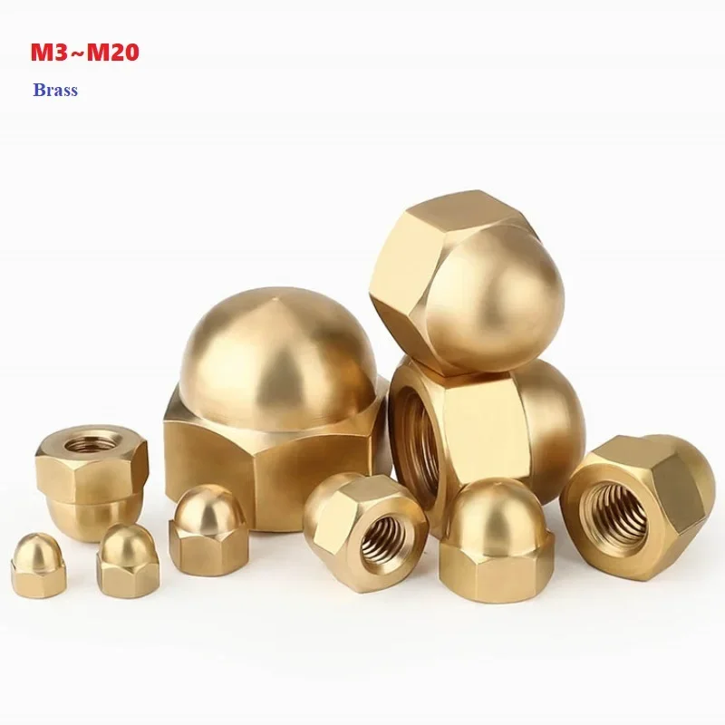 M3 M4 M5 M6 M8 M10 M12 M14 M16 M18 M20 Brass Acorn Cap Dome Nuts Type Copper Nut Cover Semicircle