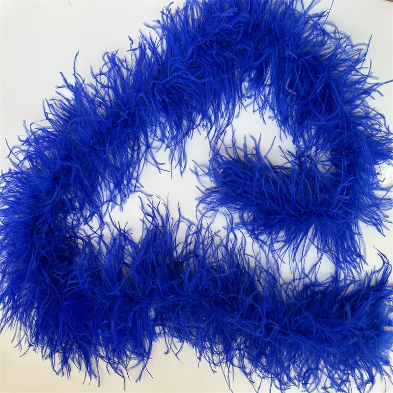 

2 Meters Royal Blue Ostrich Feather Boa 6 Layer Fluffy Quality Costumes Trim for Party