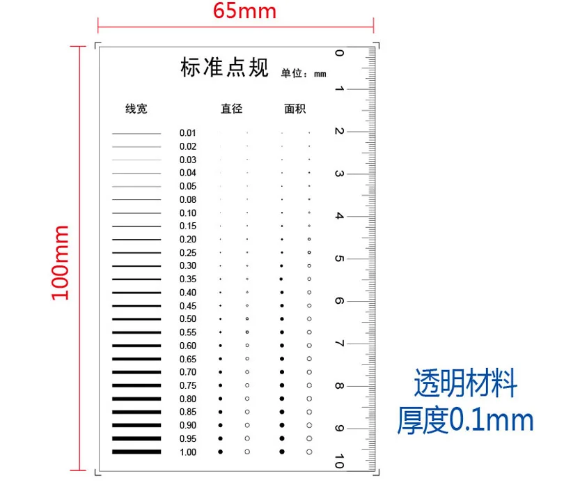

Standard Point Gauge, Line Width, Diameter Area, Point and Line Gauge, Contrast Card Defect Inspection Area Gauge