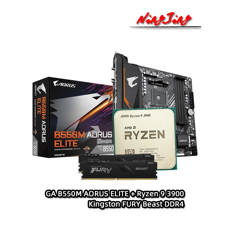 AMD-Ryzen-9-R9-3900-CPU-GA-B550M-AORUS-ELITE-Motherboard-Kingston-FURY ...