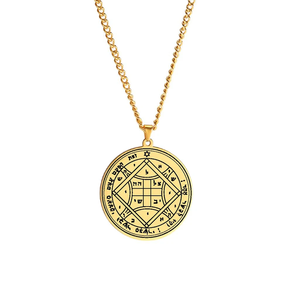 TEAMER Key Of Solomon Seal Pendant Necklace - Stainless Steel Pentacle Talisman Wiccan Jewelry For Men & Women - View #4