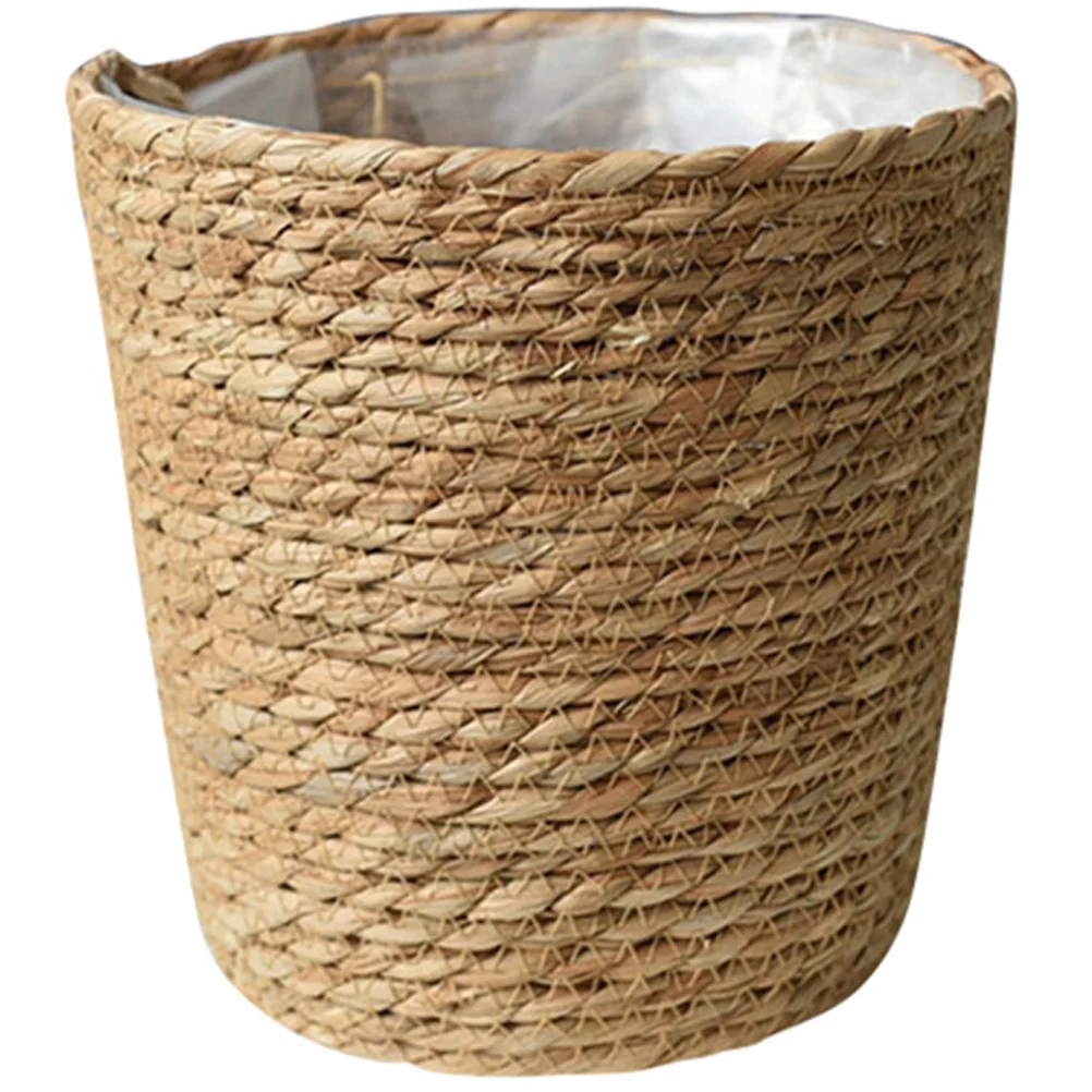 

Straw Woven Basket Waste Paper Bin Seagrass Basket Planter Basket Flower Pots Woven Storage Basket Sundries Container