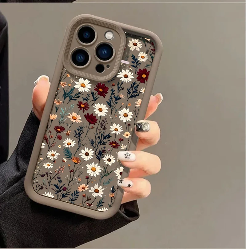 Chic Cartoon Daisy Flower Matte Silicone Phone Case