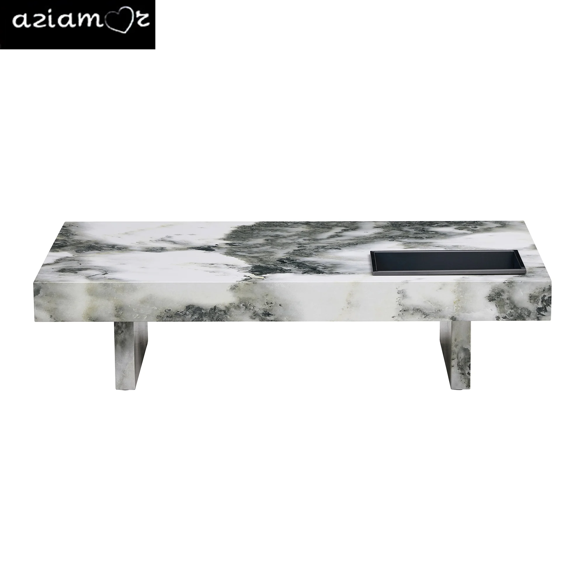 A modern and practical coffee table with black and white patterns. Made of MDF material. The fusion of elegance natural fash