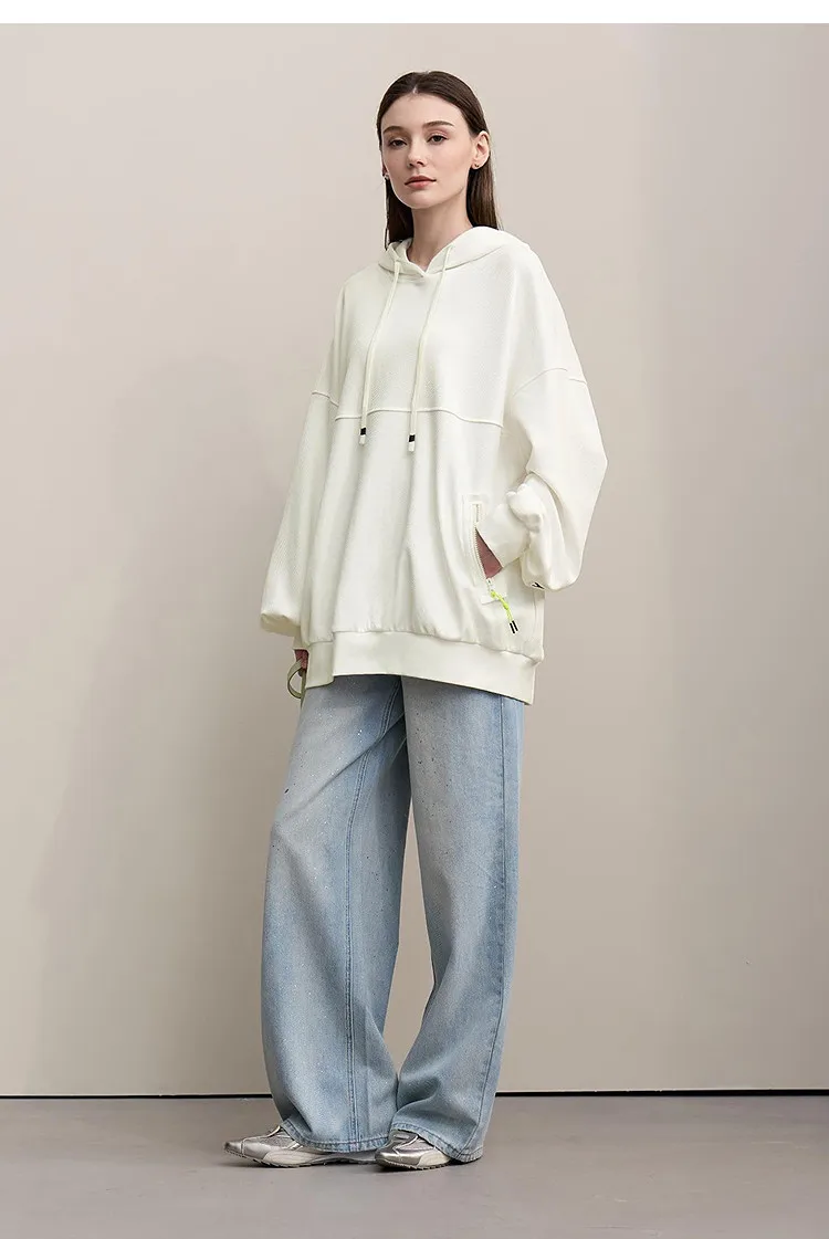 Amii Women's Sweatshirt 2026 Spring New Casual Letter Embroidery Printed Hooded Sweater Women's Loose Versatile Top 12641024