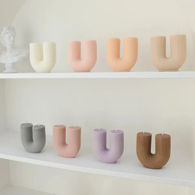 U Alakú Otthoni Dekoratív Gyertya Geometriai Illatos Gyertyák Szivárványos Híd Szoba Dekoráció Aroma Aromaterápia Velas - Image 5