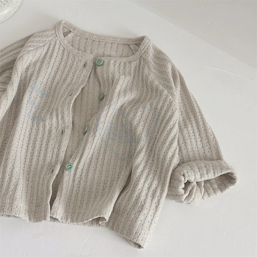 Spring Infant Baby Coarse Waffle Printed Jacket Toddler Boy Girls Coat Cardigan Kids Long Sleeve Outwear Top Newborn Clothes