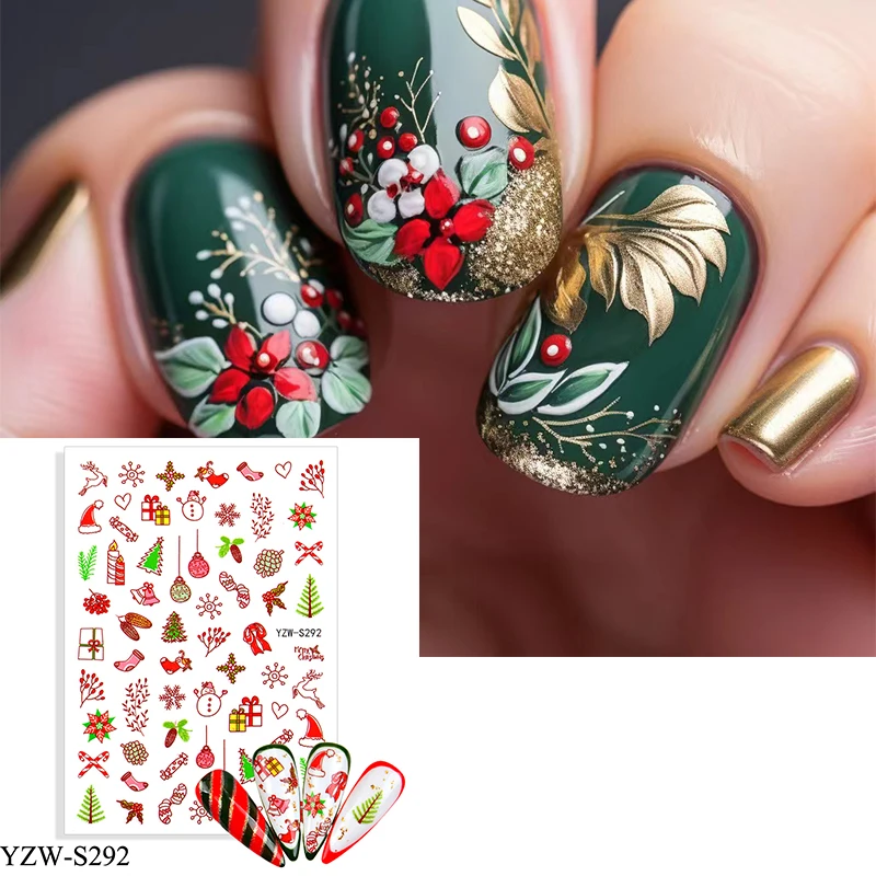 Babbo Natale Nail Art Sticker Design Colorato Nail Enhancement Decal Pattern Decorazione Per Unghie Di Natale