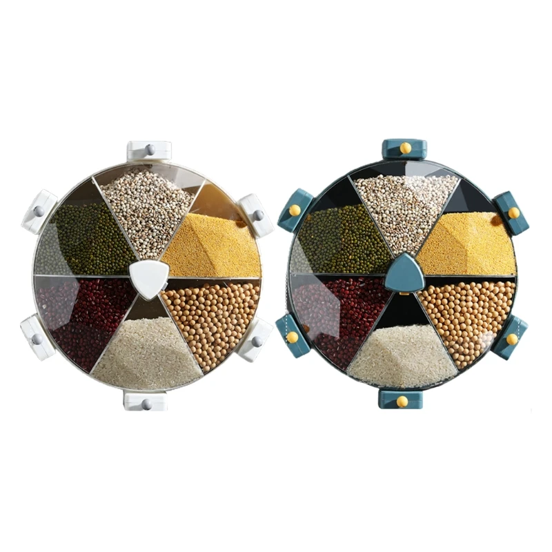 Y1UB 8.5L 벽걸이 형 곡물 분할 시리얼 디스펜서 식품 주최자 회전식 저장 용기 수 플라스틱 쌀통 상자 