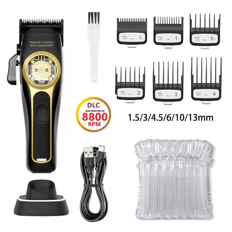 Máquina de cortar cabelo profissional Kemei KM-2373 com motor de levitação magnética, 8800 rpm e base de carregamento._voghion.com
