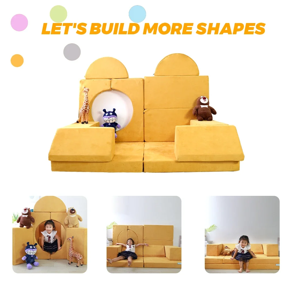 Children Gift Non- Toxic Living Room Sofas Castle Play Couch Creative Kids Foam Building Blocks/ images - 6