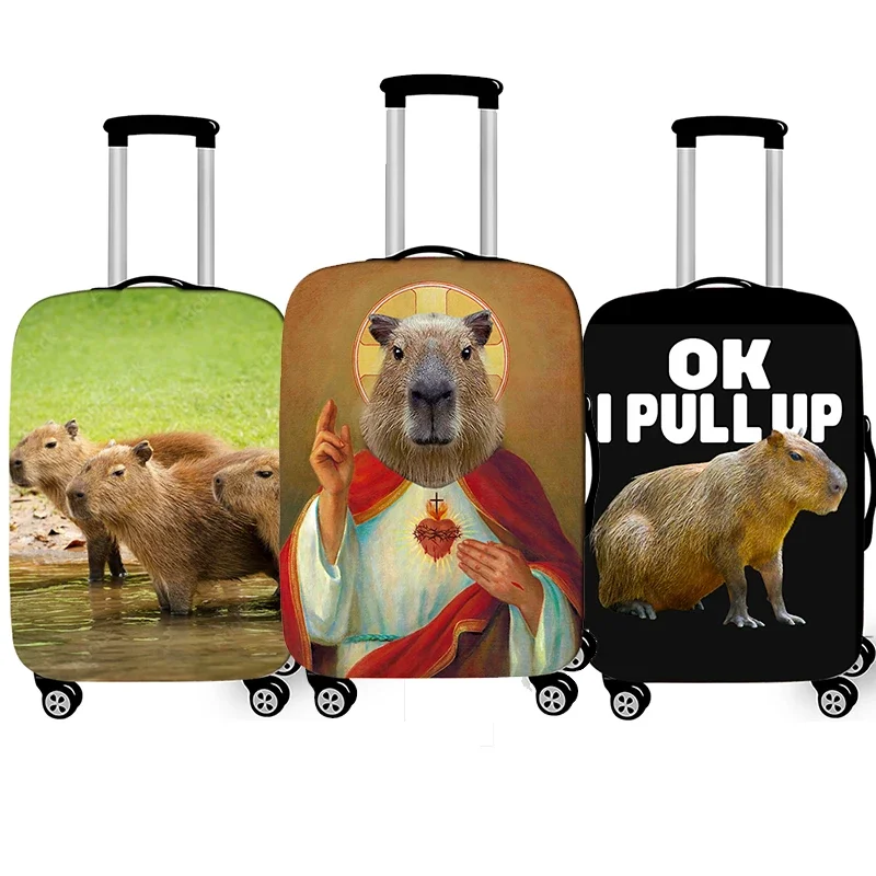 

Funny Capybara Print Luggage Cover for Travel Kawaii Cartoon Elastic Trolley Case Cover Anti-dust Suitcase Protective Covers