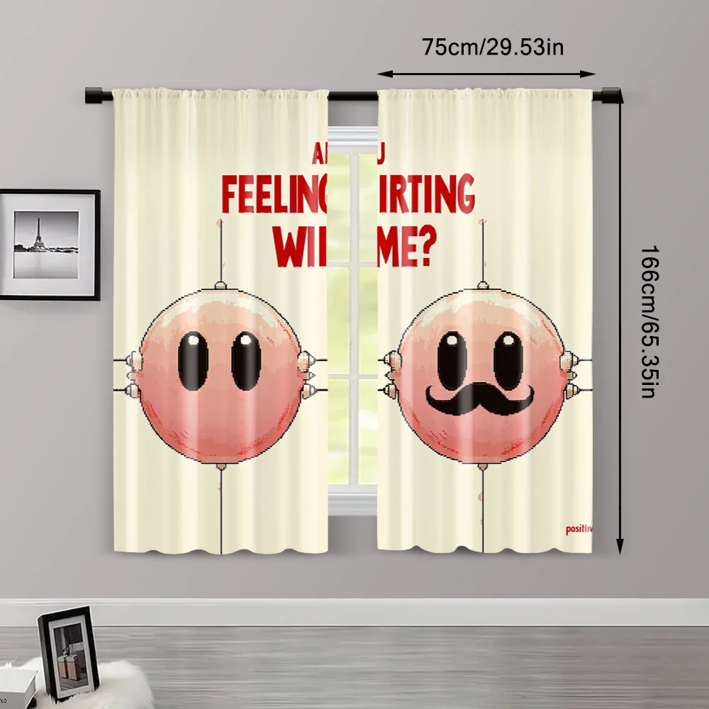 2pcs, Print Curtains 2D print game controller1 Durable 100% Polyester Fabric (without rod) Thermal Insulation, and Room 3