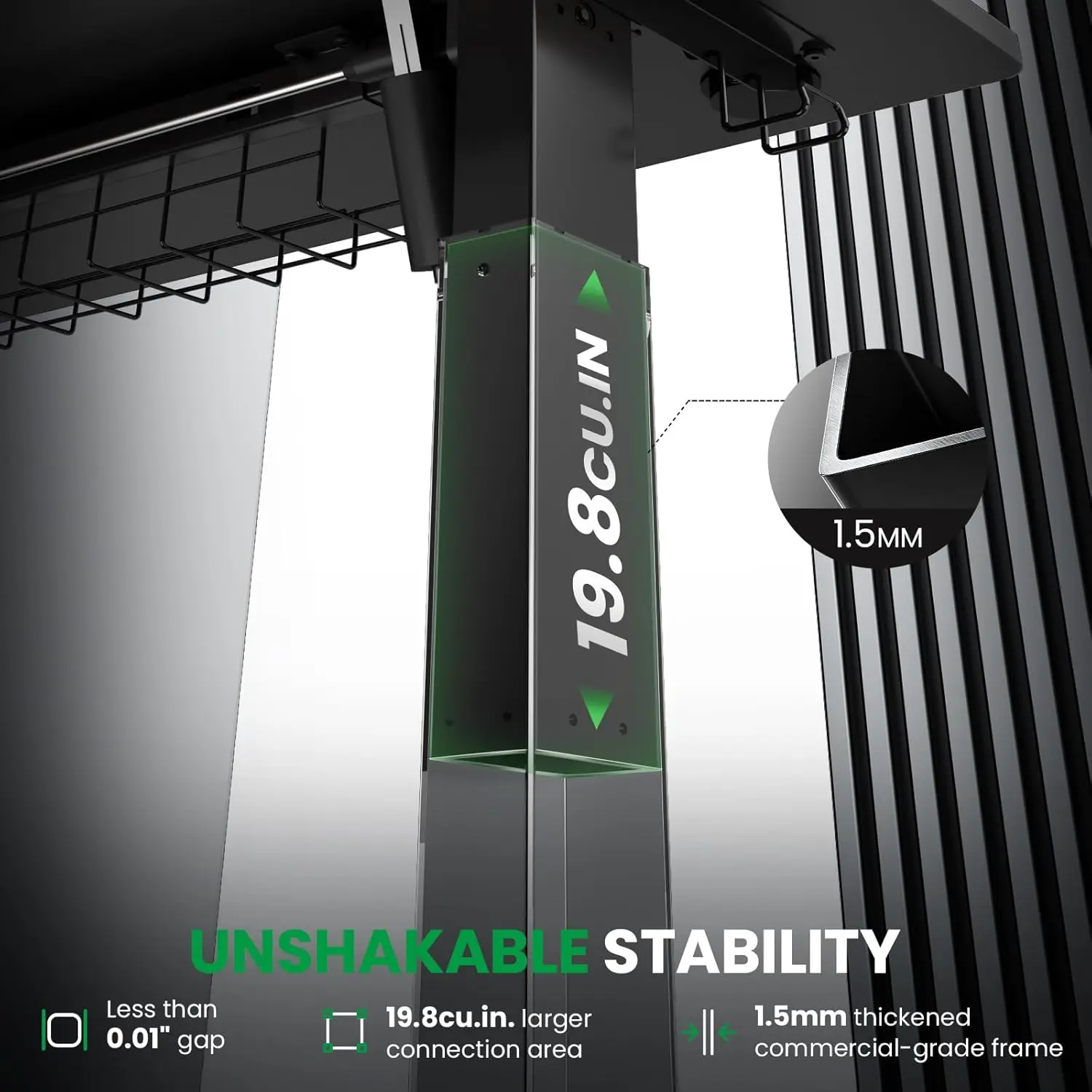 Adjustable Electric Standing Desk - 55" x 24" Desk with Cable Management and 3 Memory Height Settings