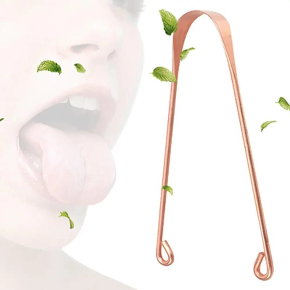1Pc 건강 도구 구취 관리 칫솔 스테인레스 스틸 구리 혀 스크레이퍼 클리너 치과 청소 구강 위생