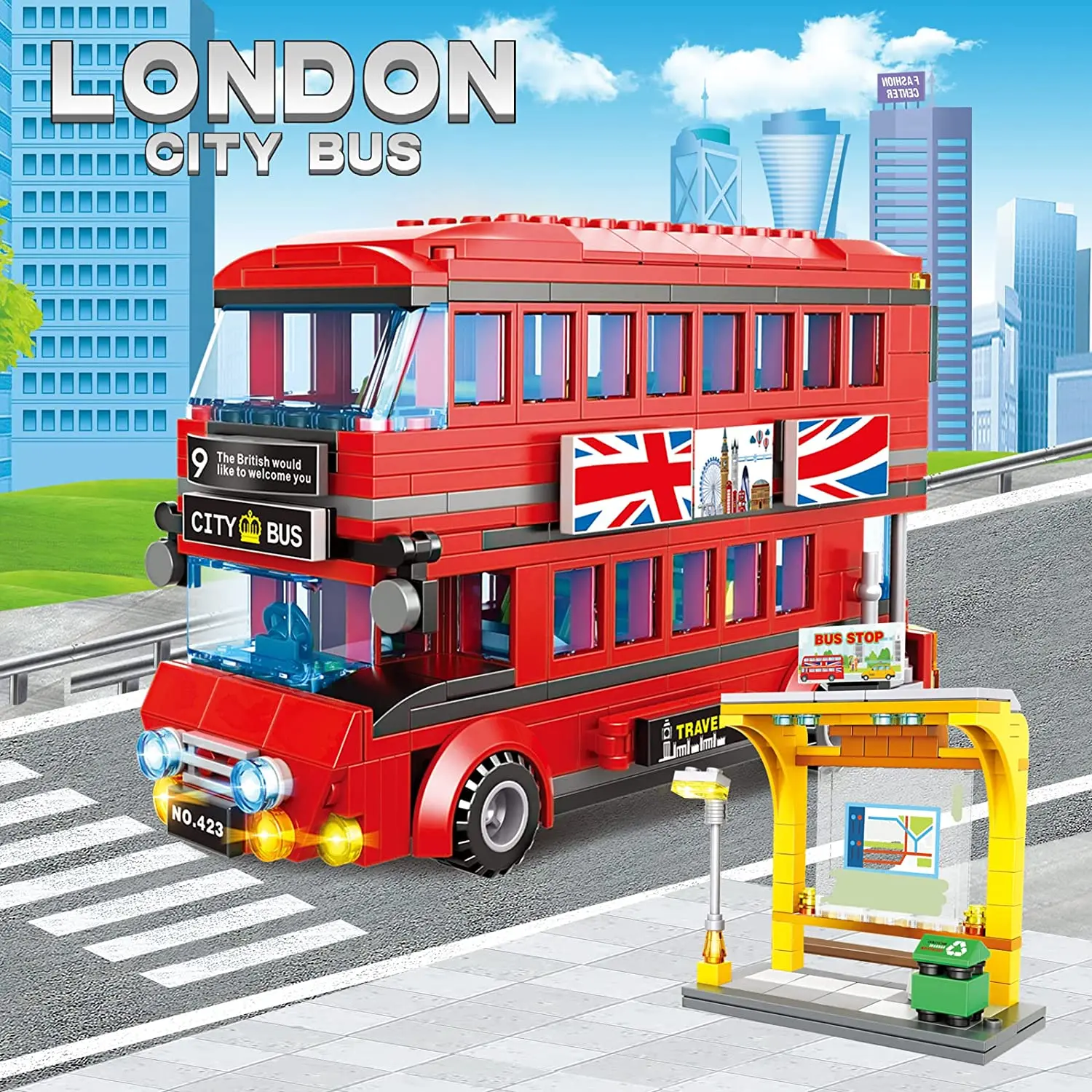 City Town Bus Station Center Bus Station Double Deckers London Travel Bus Building Kit Block Play Toys Regalo Per Ragazzi E Ragazze