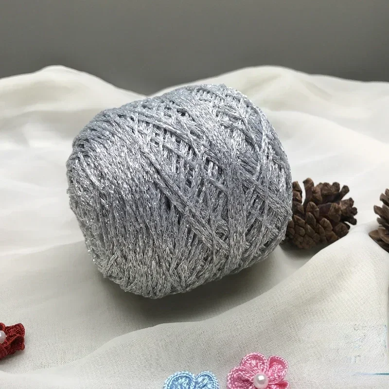 50g New Selling Pure Silk Glitter Yarn Gold Silver Hollow Thread DIY Hyunya Bag Bear Crochet Doll Knitting Yarn Hand Woven Gift 6