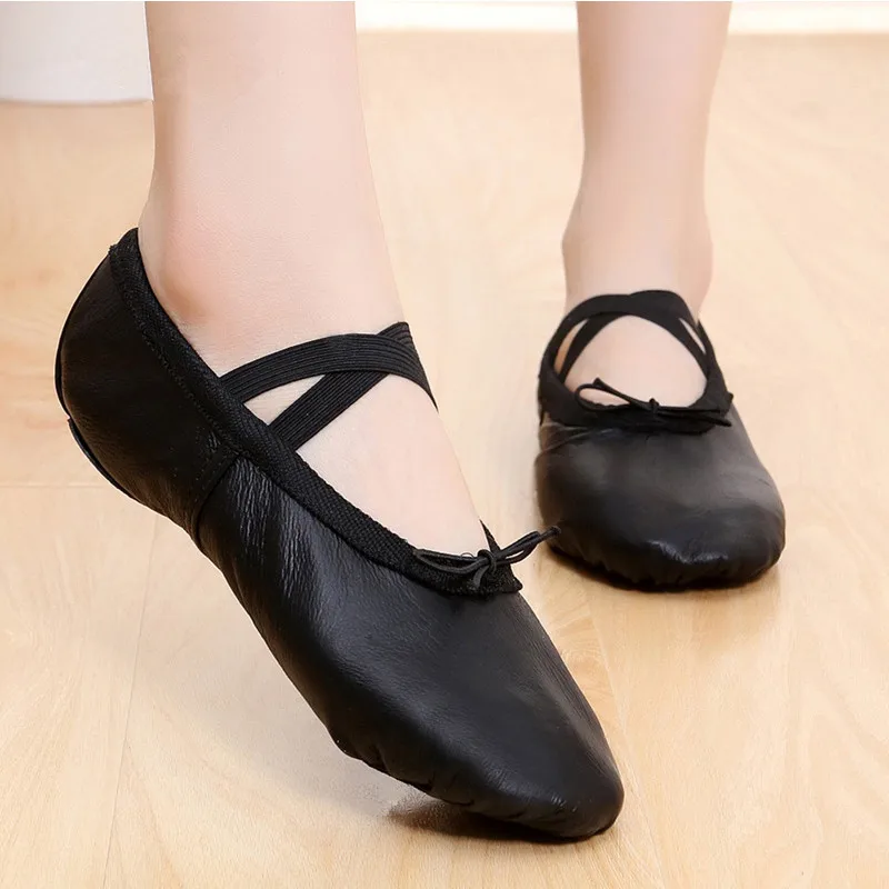 Zapatos de Ballet de con correa elástica entrecruzada, zapatillas de Ballet negras 22-42 _ -