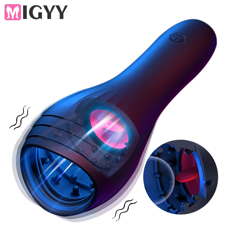 Männlicher Masturbator Cup Blowjob Eichel Trainer Vibrierende Penis Massage Zunge Sex Oral Masturbatoren Ausdauer Exer Sex Spielzeug Für Mann 1