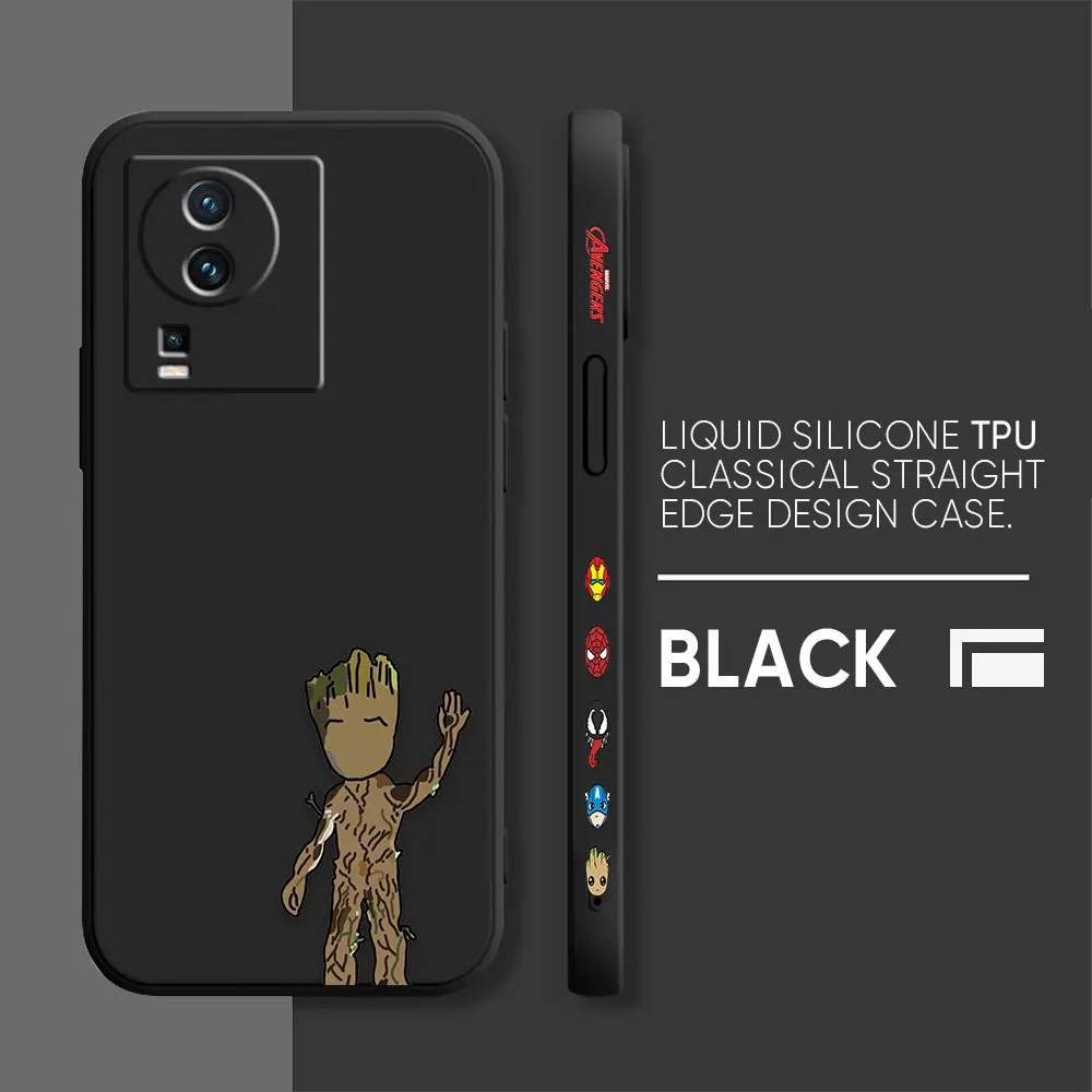 Case For VIVO IQOO 5 7 8 9 10 11 Pro 5G Z6 Z7 NEO3 5 5S 6 7 Colour Simple Liquid Silicone Case Cartoon Marvel Baby Groot