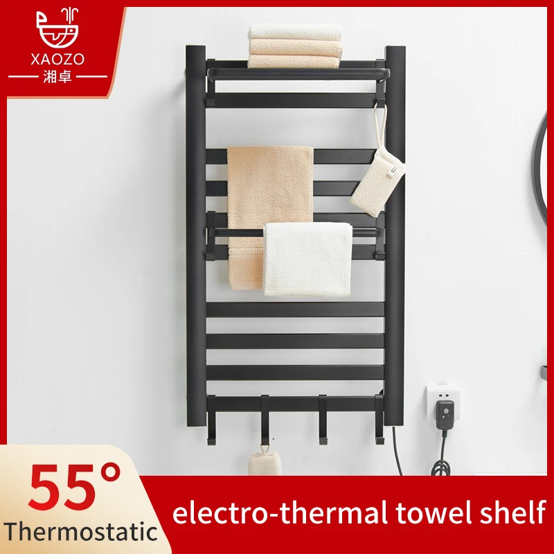 Bathroom Punchfree Black Electric Bath Towel Heater Heating Towel Rack