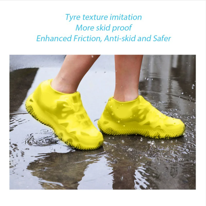 Waterproof Non-slip Silicone Shoe High Elastic Wear-resistant Unisex Rain Boots for Outdoor Rainy Day Reusable Shoe Cover 1 Pair