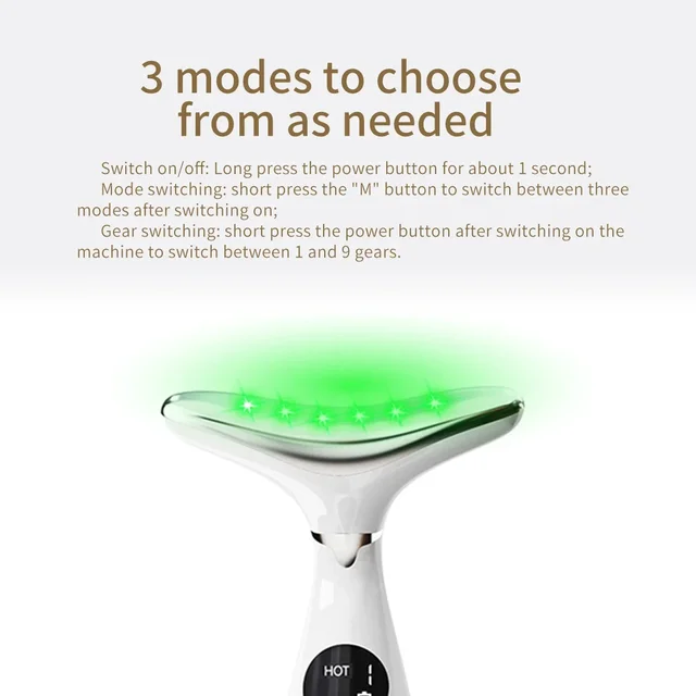 Neck Anti Wrinkle Face Lifting Beauty Device LED Photon Therapy Skin Care EMS Tighten Massager Reduce Double Chin WrinkleRemoval 6