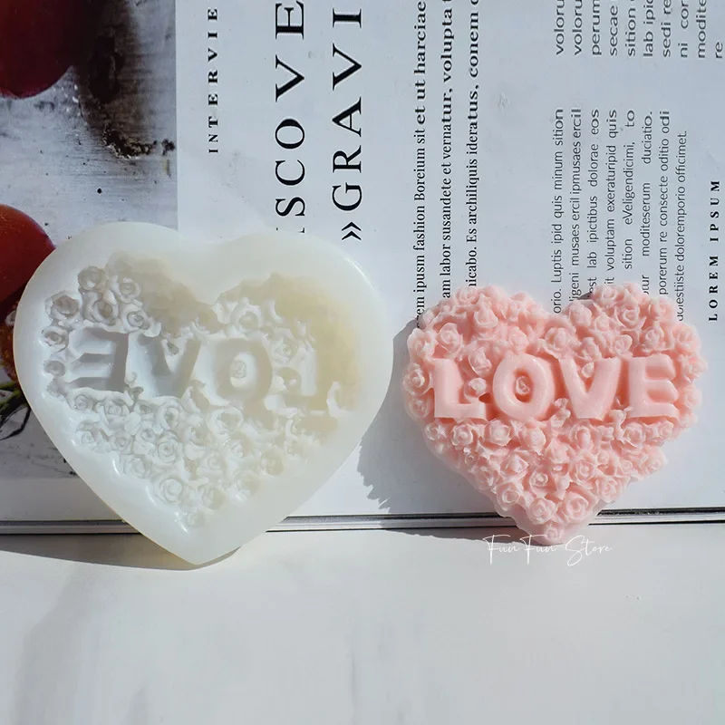 Silicone Soap Molds Rose Heart DIY Love Flower Candle Plaster Making Tool Chocolate Ice Mould Home Decor Valentine's Day Gifts silicone soap molds epoxy resin molds