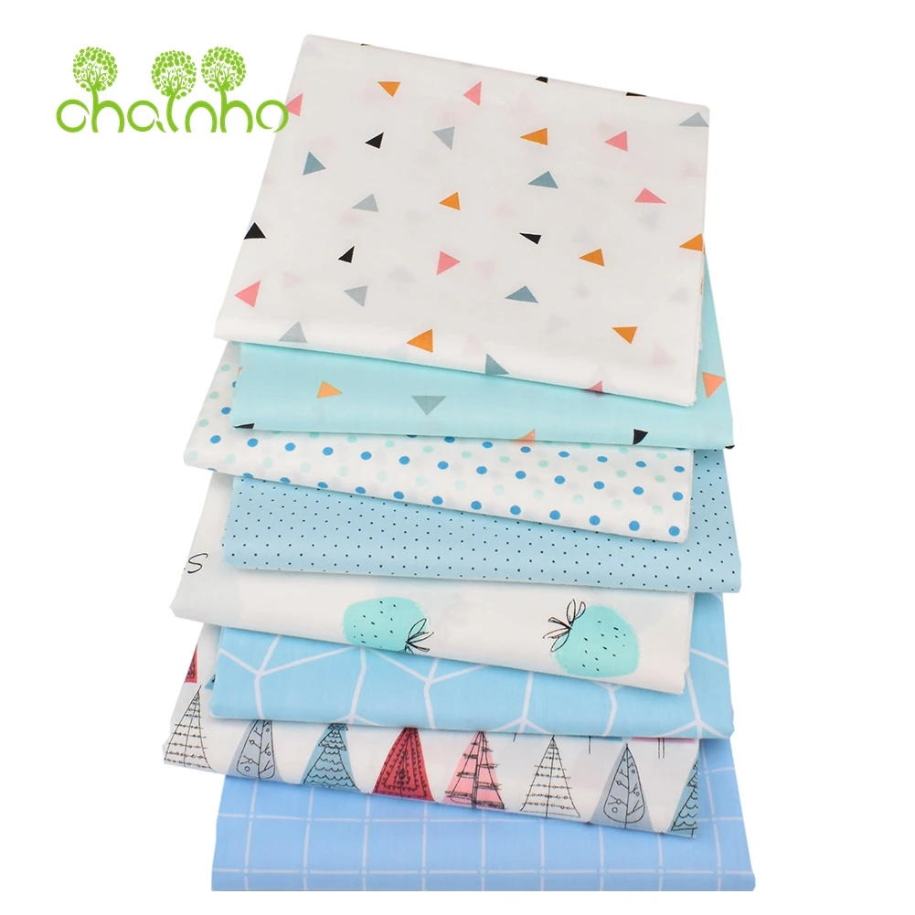 Chainho,Printed Twill Weave Cotton Fabric,DIY Sewing Quilting Material,Patchwork Cloth,8 Designs Series,15C252