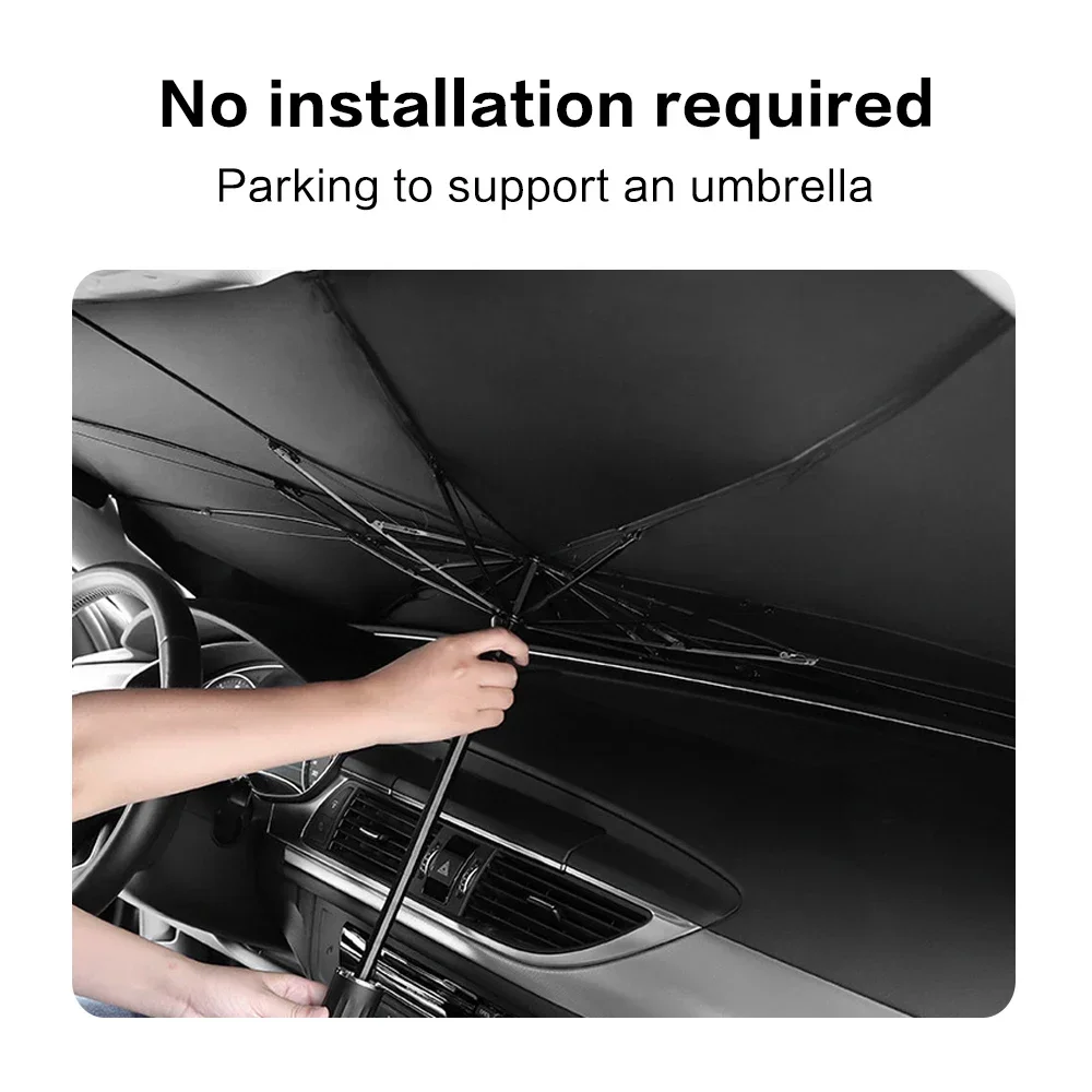 Car Sunshade Umbrella Front Windshield Silver Glue Sunshade Umbrella Uv Resistant Folding Umbrella Sunscreen Accessories Amagi - Image 2