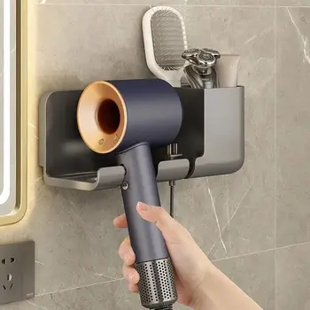 1pc asciugacapelli Rack di stoccaggio Non punzonatura bagno montato a parete 1