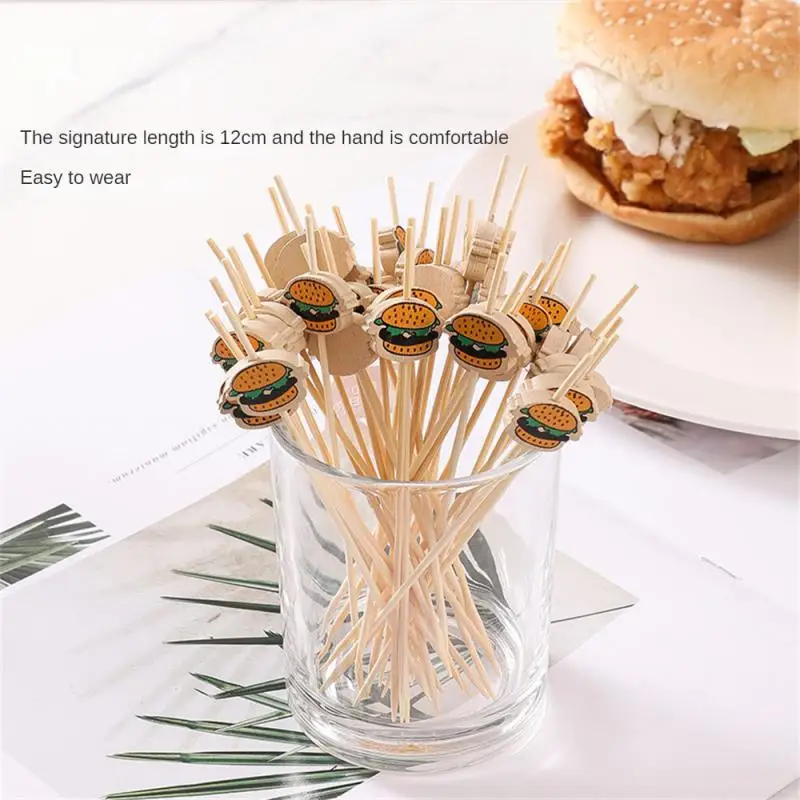20/50/100Pcs Disposable Bamboo Skewers Easter Bunny et Food Picks Cupcake Fruit Fork Party Dessert Salad Sticks Toothpick